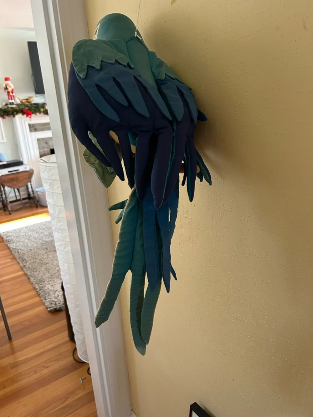 Stuffed fun Blue-Green Parrot Hanging Toy - Pets Bird large made in El Salvador